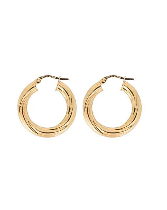 9CT Y/G TWIST HOOPS 4mm/15mm